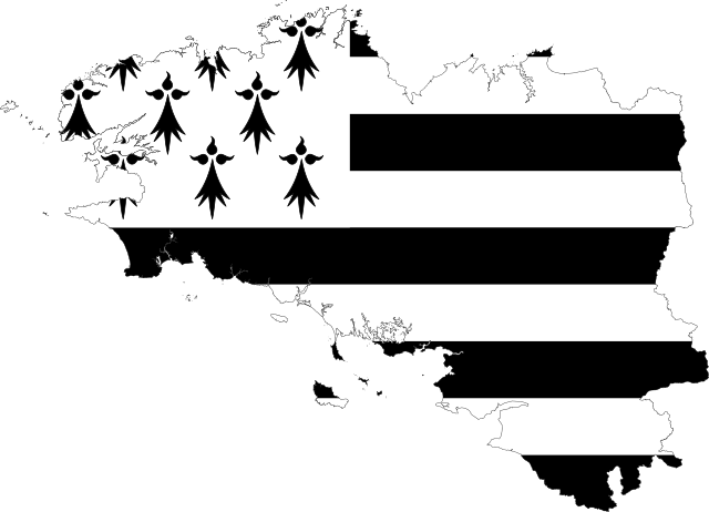 Carte de la bretagne avec son drapeau